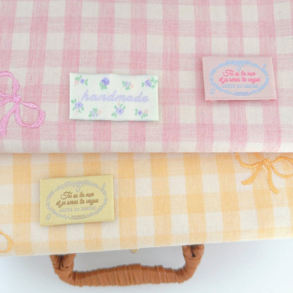 【即納】french gingham ribbon / 刺繍 / コットン / ギンガム / リボン［EM011］
