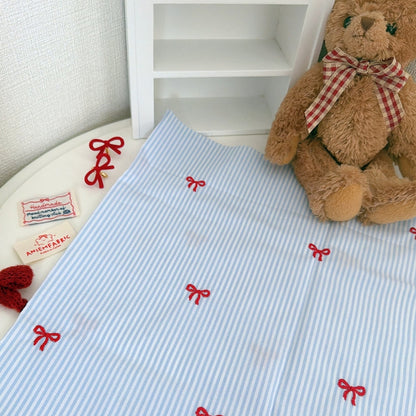 【即納】red ribbon stripe / コットン / リボン / ストライプ /［CO064］
