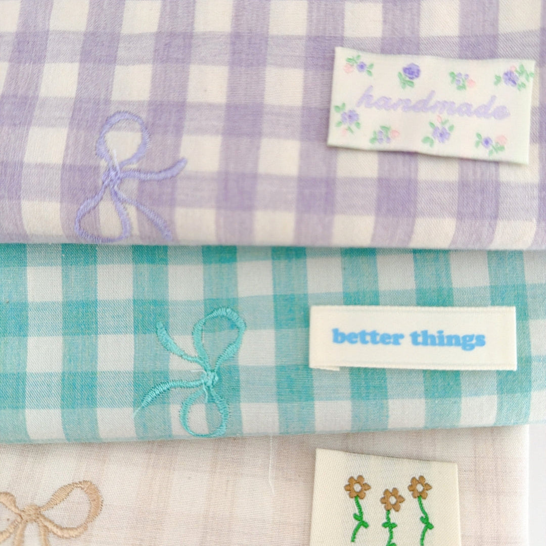 【即納】french gingham ribbon / 刺繍 / コットン / ギンガム / リボン［EM011］