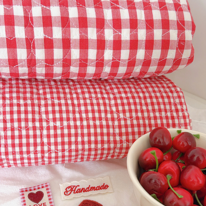 【即納 】red gingham heart quilting / チェック / ギンガム / キルティング［QU048］