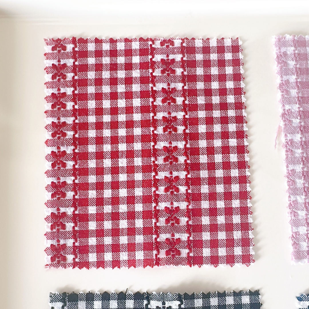 【お取り寄せ】flower line check / コットン  / フラワー / チェック ［CO023］