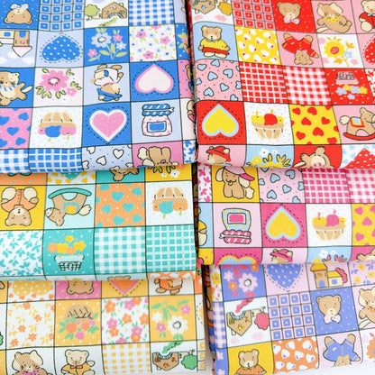 【即納】teddy patchwork twill / くま / パッチワーク / コットン / ツイル［CO072］