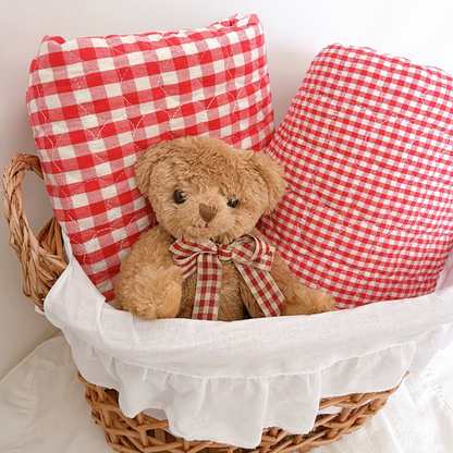 【即納 】red gingham heart quilting / チェック / ギンガム / キルティング［QU048］