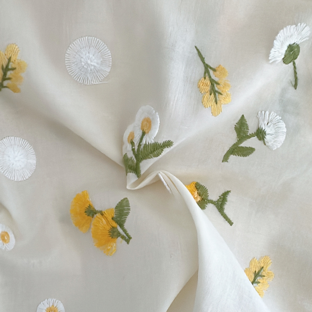 【即納】mimosa garden / コットン / 刺繍 / デイジー / フラワー［CO049］