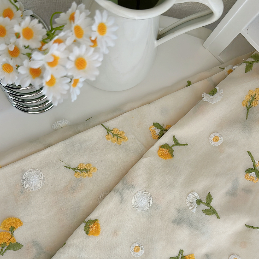 【即納】mimosa garden / コットン / 刺繍 / デイジー / フラワー［CO049］