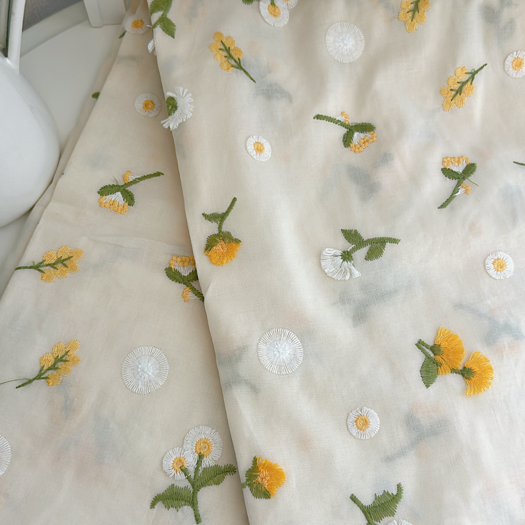 【即納】mimosa garden / コットン / 刺繍 / デイジー / フラワー［CO049］