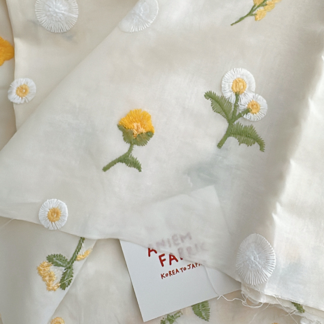 【即納】mimosa garden / コットン / 刺繍 / デイジー / フラワー［CO049］