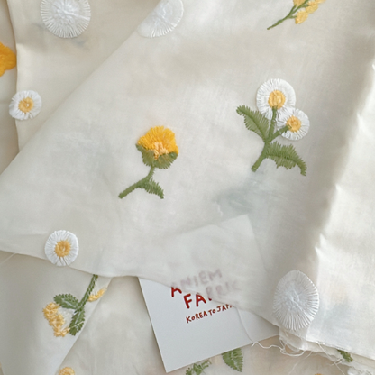 【即納】mimosa garden / コットン / 刺繍 / デイジー / フラワー［CO049］