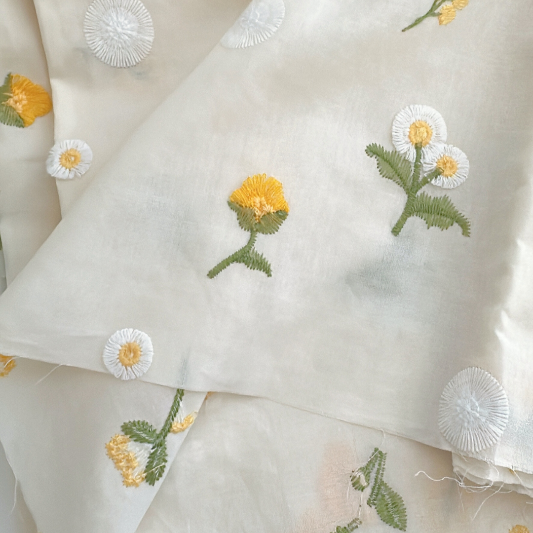 【即納】mimosa garden / コットン / 刺繍 / デイジー / フラワー［CO049］