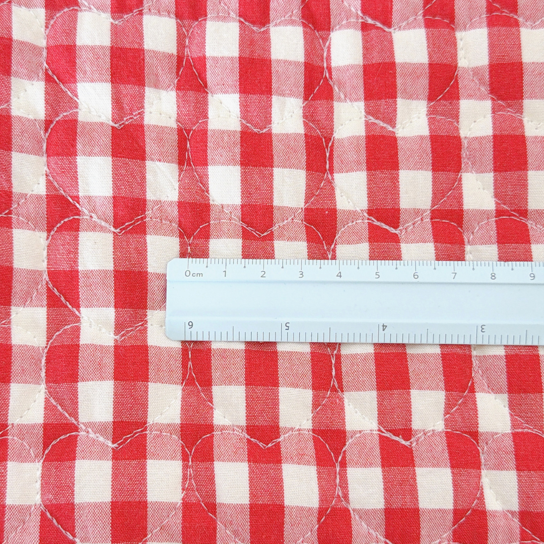 【即納 】red gingham heart quilting / チェック / ギンガム / キルティング［QU048］