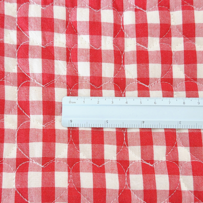 【即納 】red gingham heart quilting / チェック / ギンガム / キルティング［QU048］