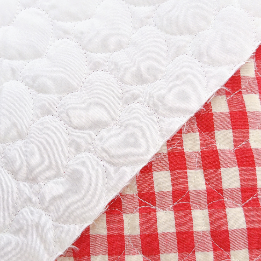【即納 】red gingham heart quilting / チェック / ギンガム / キルティング［QU048］