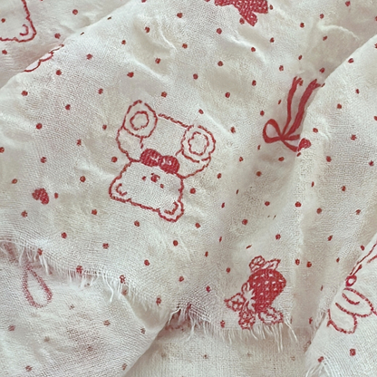 【即納】heart ribbon bear / リボン / ドット / くま / コットン［CO034］