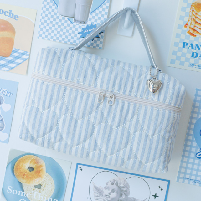 【即納】sugar stripe heart quilting / ストライプ / キルティング［QU016］