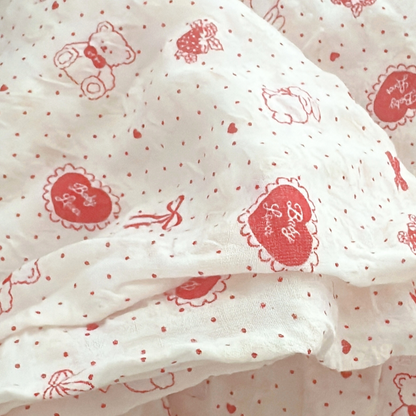 【即納】heart ribbon bear / リボン / ドット / くま / コットン［CO034］