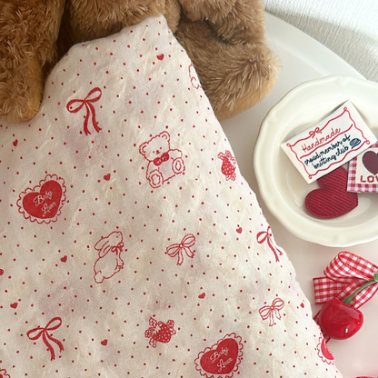 【即納】heart ribbon bear / リボン / ドット / くま / コットン［CO034］