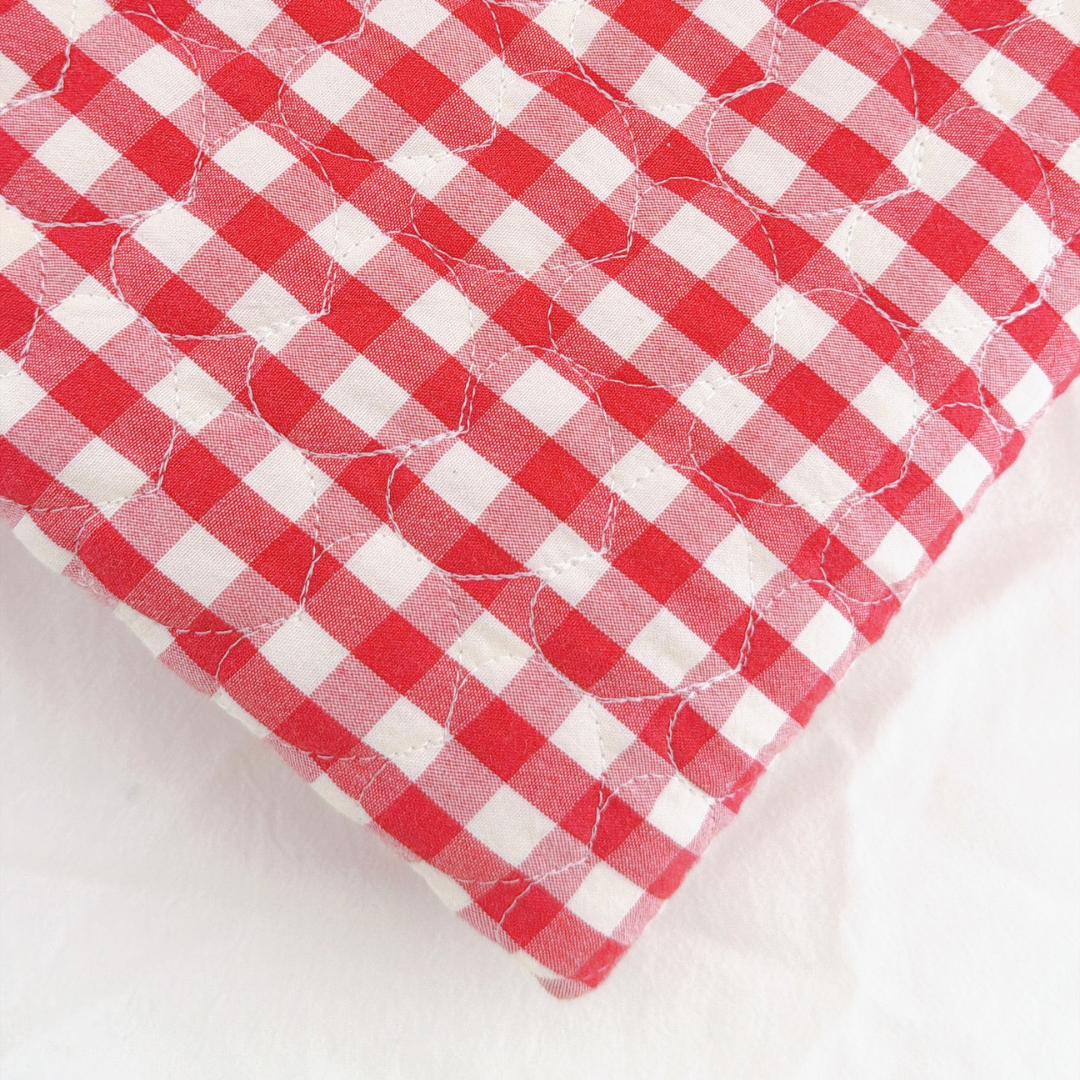 【即納 】red gingham heart quilting / チェック / ギンガム / キルティング［QU048］