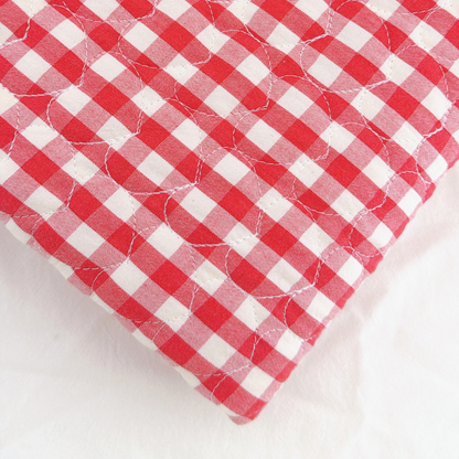 【即納 】red gingham heart quilting / チェック / ギンガム / キルティング［QU048］