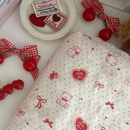 【即納】heart ribbon bear / リボン / ドット / くま / コットン［CO034］