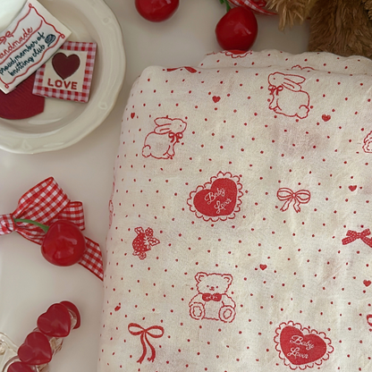 【即納】heart ribbon bear / リボン / ドット / くま / コットン［CO034］