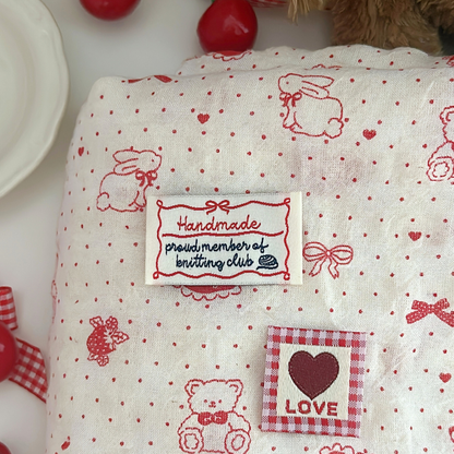 【即納】heart ribbon bear / リボン / ドット / くま / コットン［CO034］