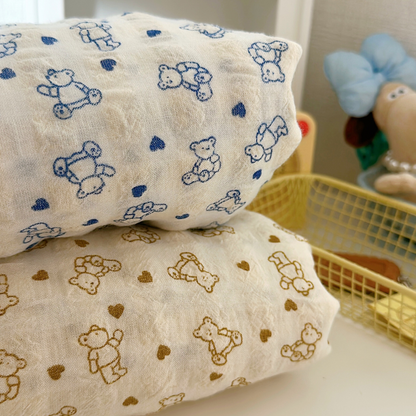 【即納】heart bear garze / くま / コットン［CO050］