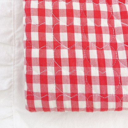 【即納 】red gingham heart quilting / チェック / ギンガム / キルティング［QU048］