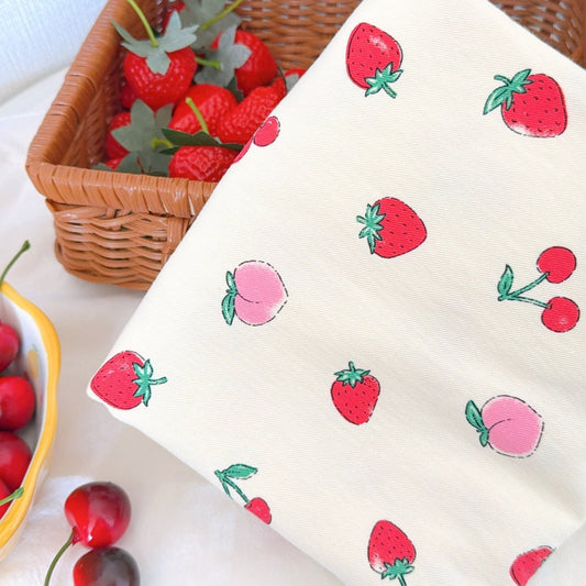 【即納新作】cherry peach berry twill / いちご / チェリー / ピーチ / コットン / ツイル［CO071］