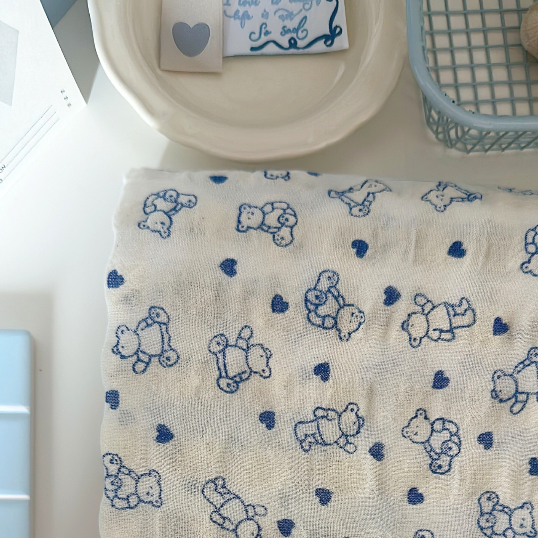 【即納】heart bear garze / くま / コットン［CO050］