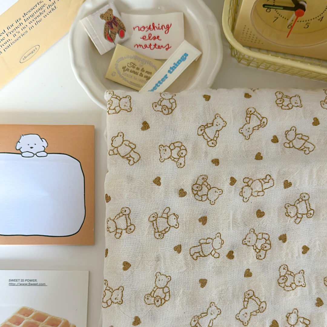 【即納】heart bear garze / くま / コットン［CO050］