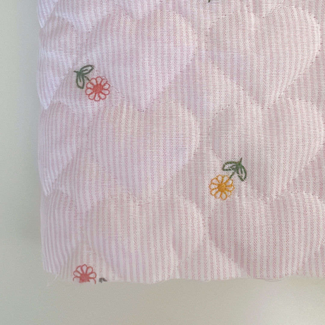 【即納】colorful flower stripe quilting / ストライプ / フラワー / キルティングあり・なし［QU018］