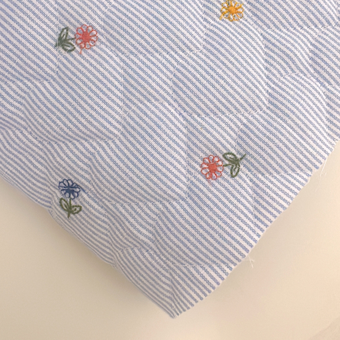 【即納】colorful flower stripe quilting / ストライプ / フラワー / キルティングあり・なし［QU018］