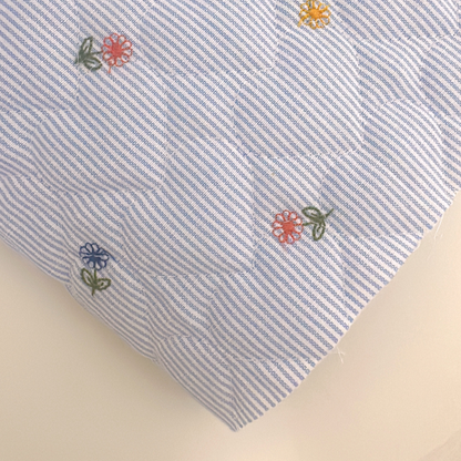 【即納】colorful flower stripe quilting / ストライプ / フラワー / キルティングあり・なし［QU018］