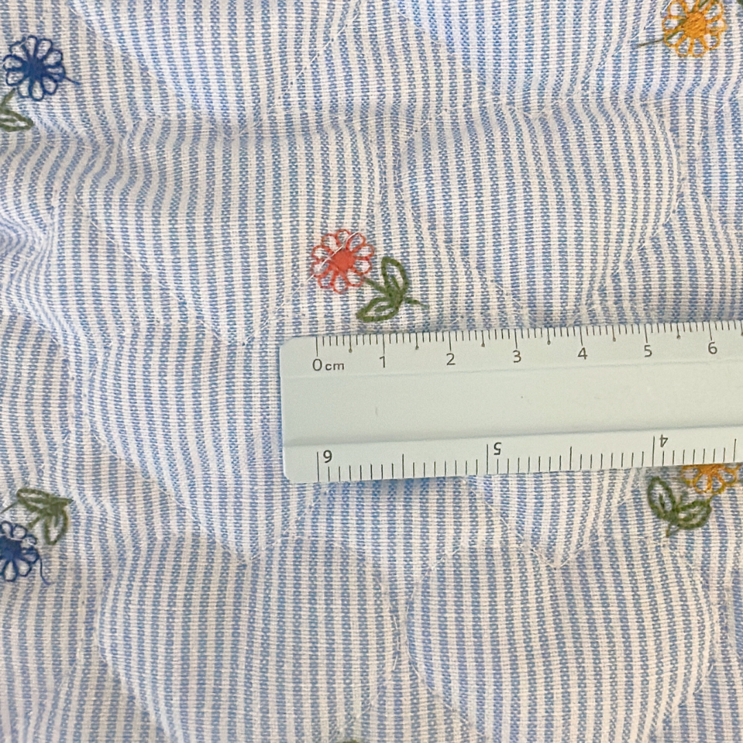 【即納】colorful flower stripe quilting / ストライプ / フラワー / キルティングあり・なし［QU018］