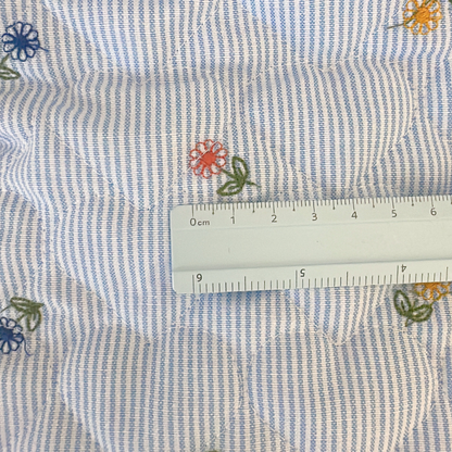 【即納】colorful flower stripe quilting / ストライプ / フラワー / キルティングあり・なし［QU018］