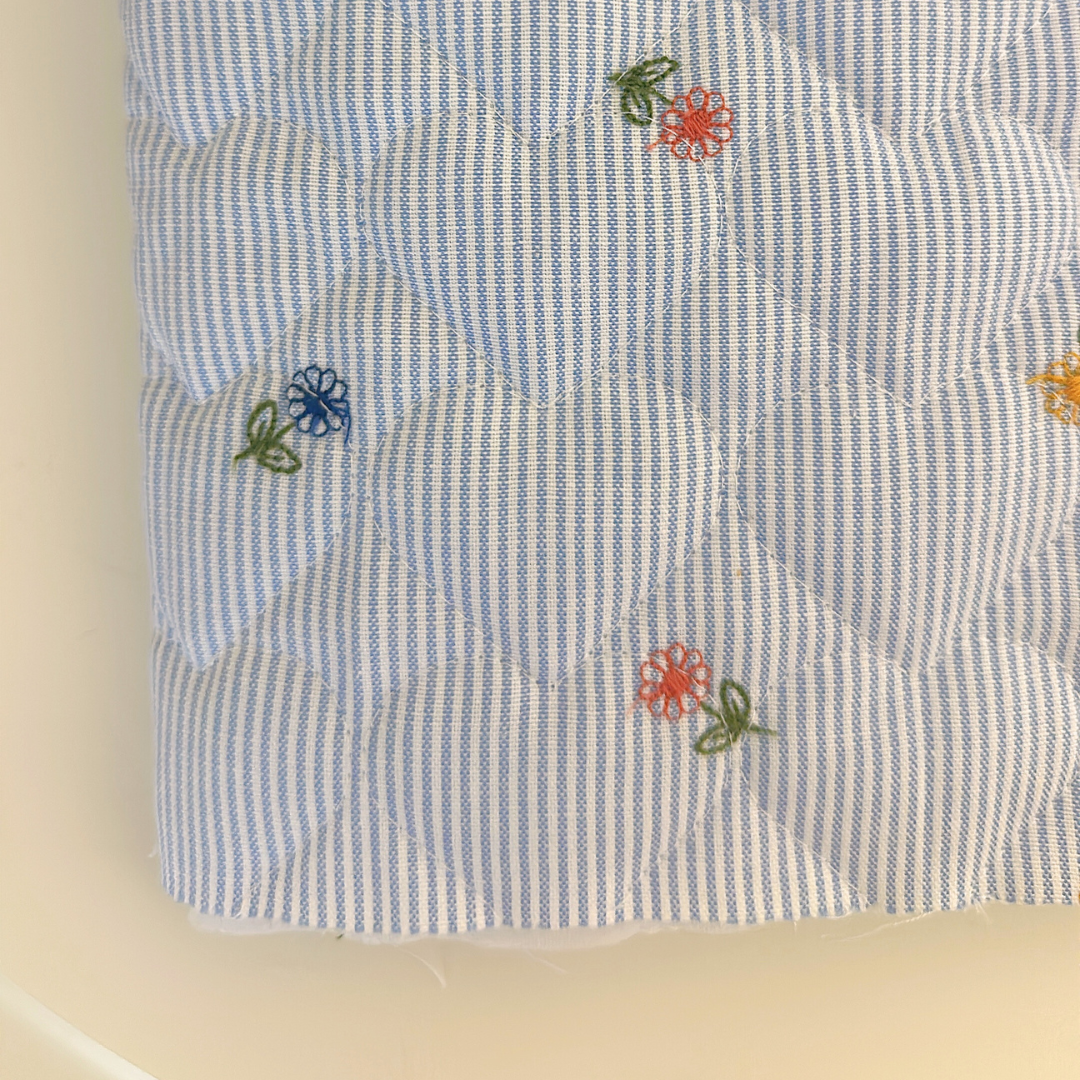 【即納】colorful flower stripe quilting / ストライプ / フラワー / キルティングあり・なし［QU018］