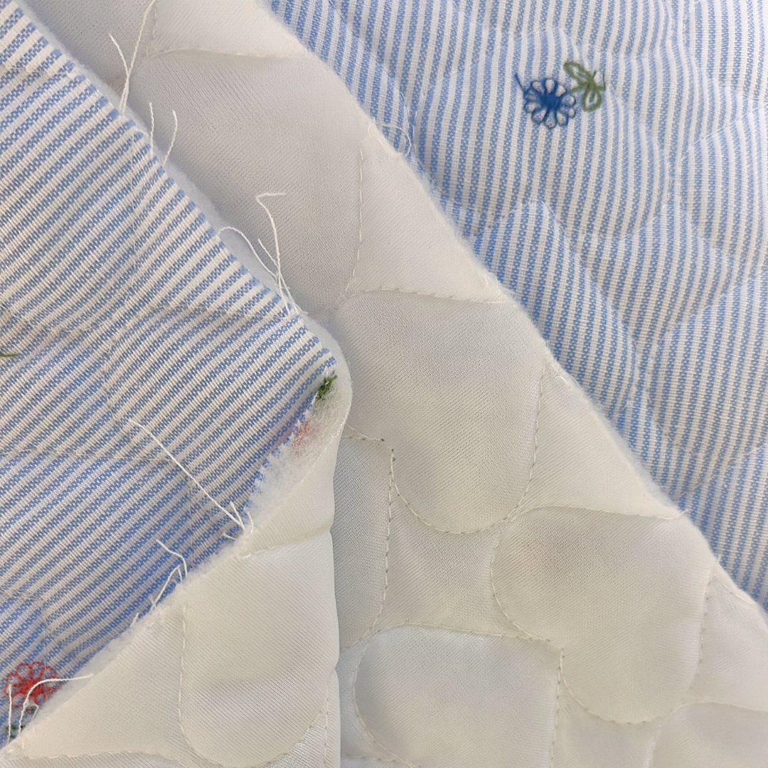 【即納】colorful flower stripe quilting / ストライプ / フラワー / キルティングあり・なし［QU018］