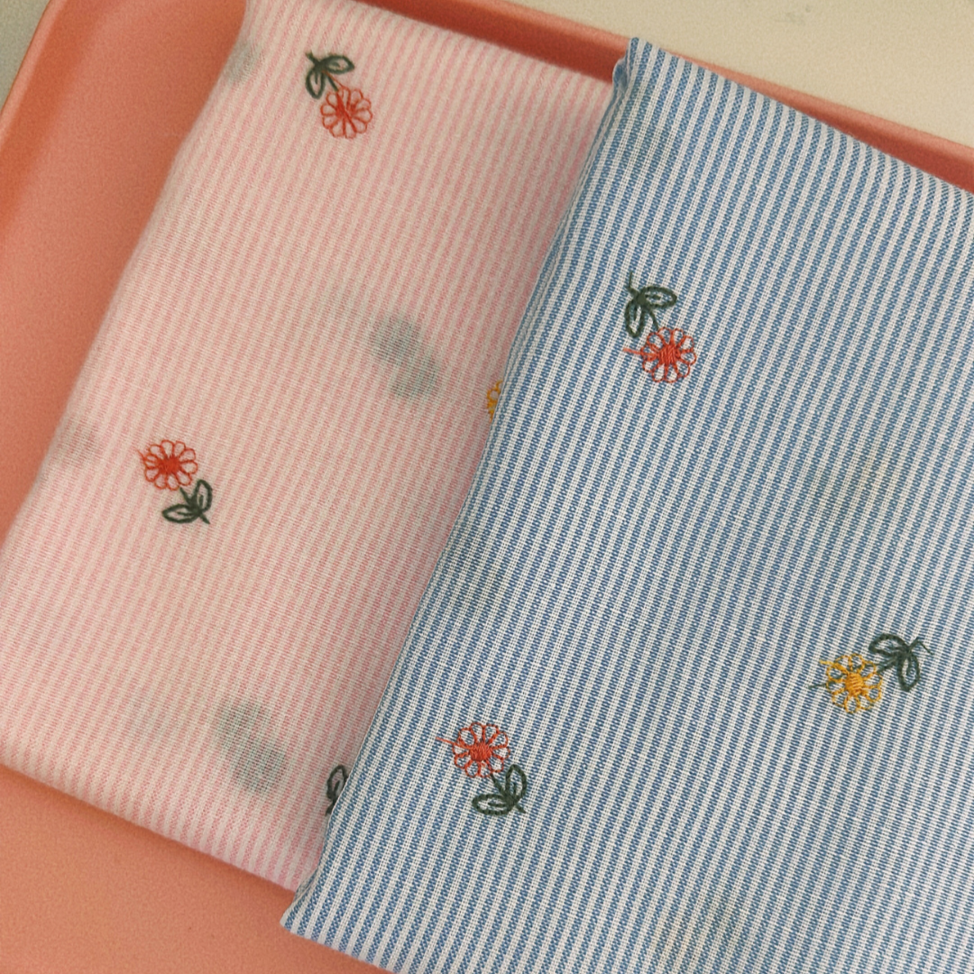 【即納】colorful flower stripe quilting / ストライプ / フラワー / キルティングあり・なし［QU018］