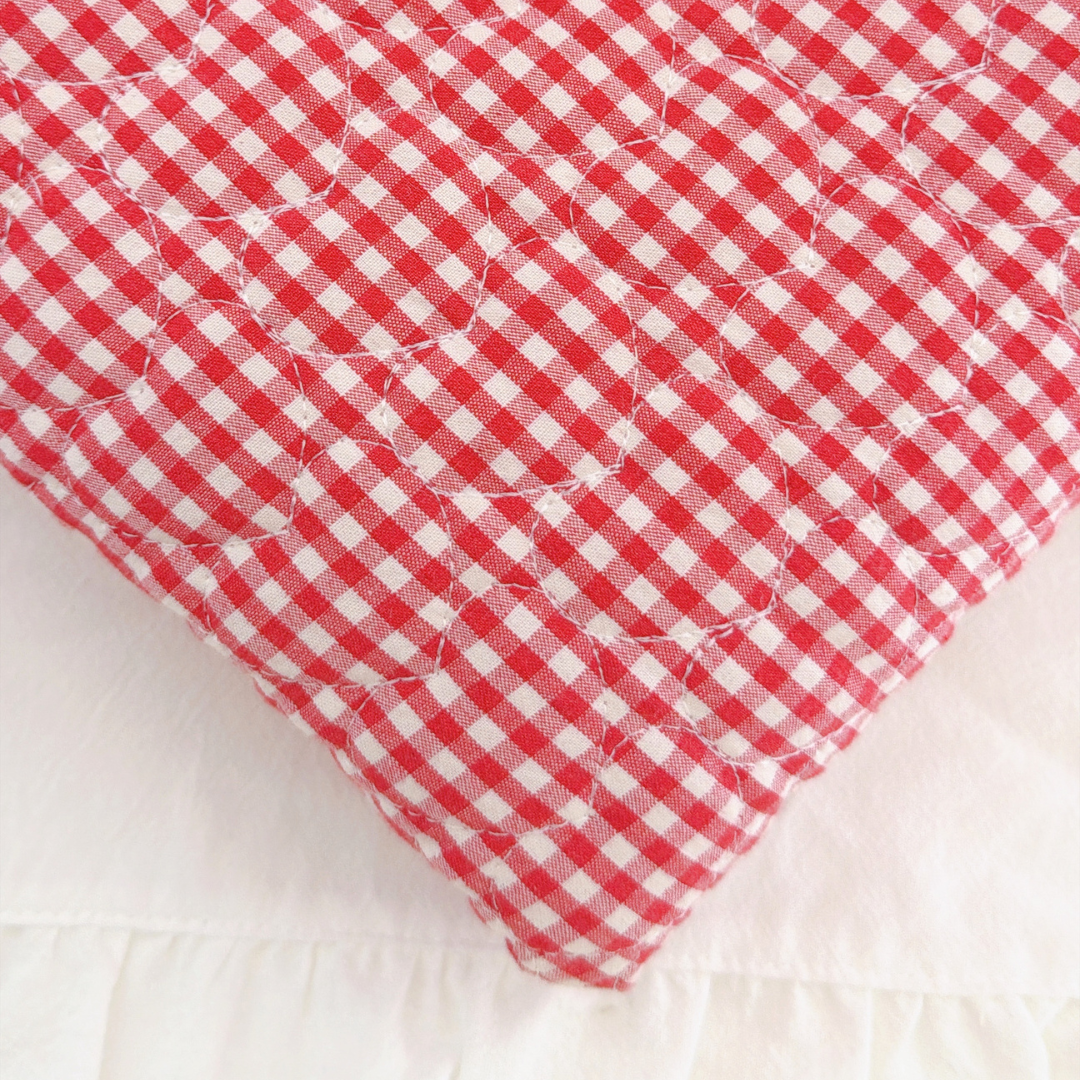 【即納 】red gingham heart quilting / チェック / ギンガム / キルティング［QU048］