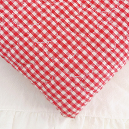 【即納 】red gingham heart quilting / チェック / ギンガム / キルティング［QU048］