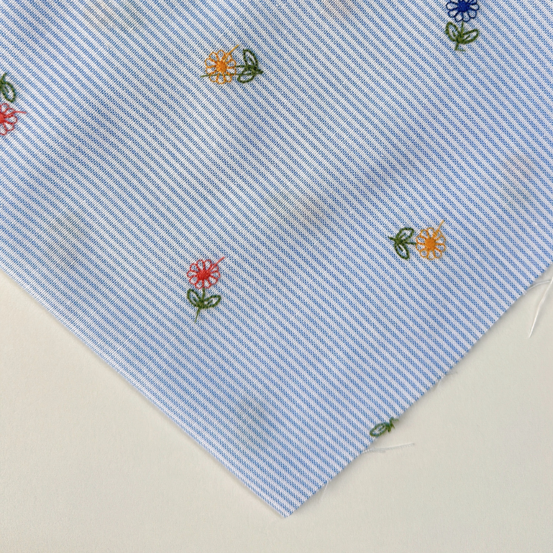 【即納】colorful flower stripe quilting / ストライプ / フラワー / キルティングあり・なし［QU018］