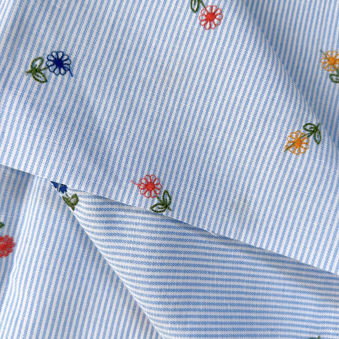 【即納】colorful flower stripe quilting / ストライプ / フラワー / キルティングあり・なし［QU018］