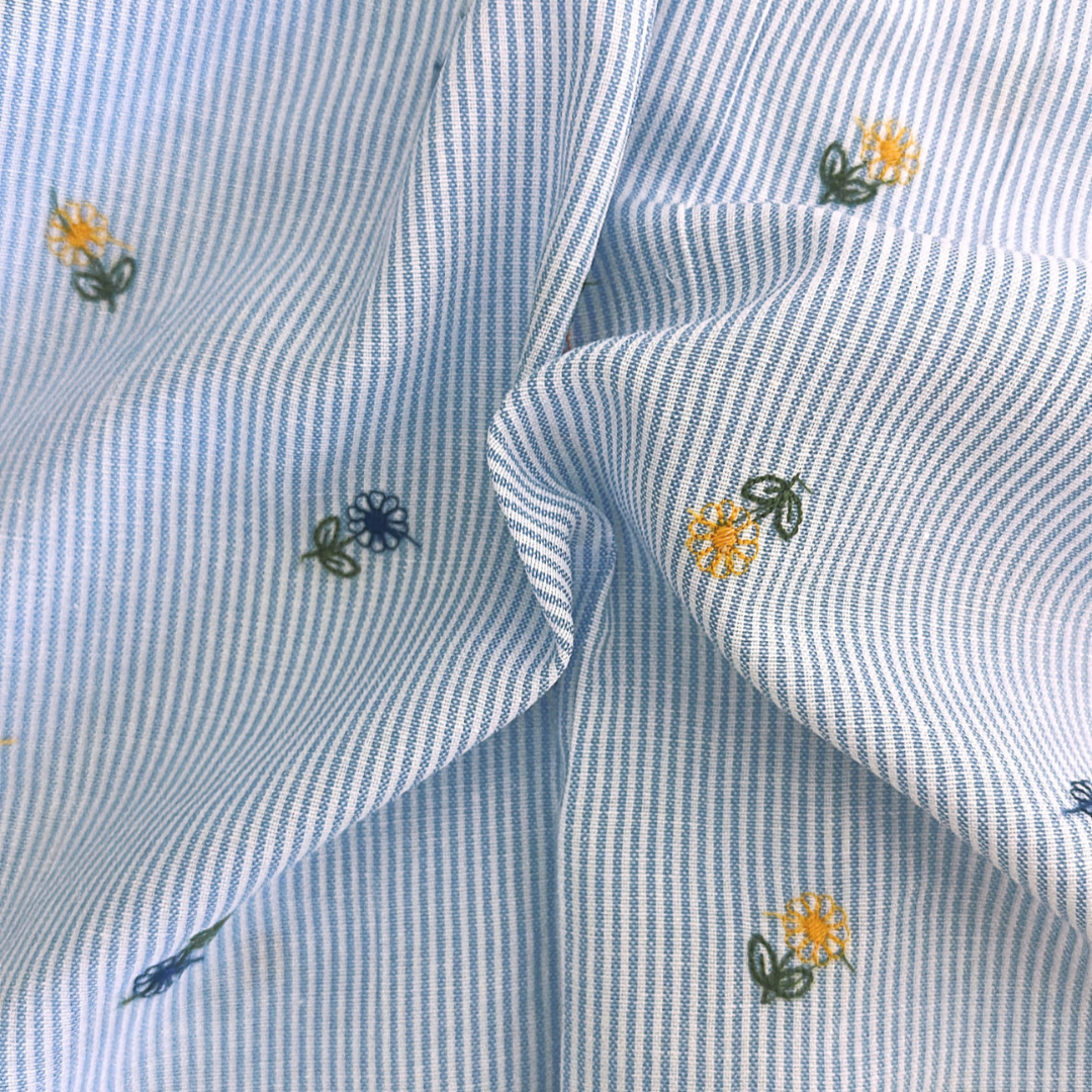 【即納】colorful flower stripe quilting / ストライプ / フラワー / キルティングあり・なし［QU018］