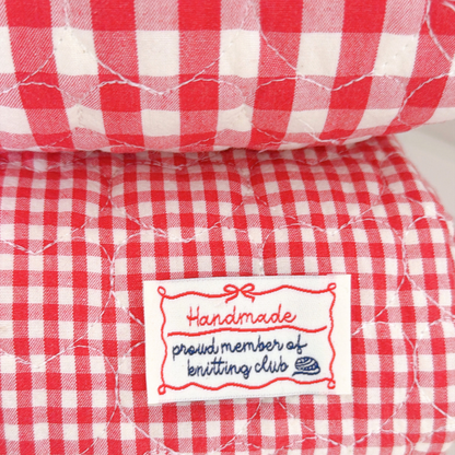 【即納 】red gingham heart quilting / チェック / ギンガム / キルティング［QU048］