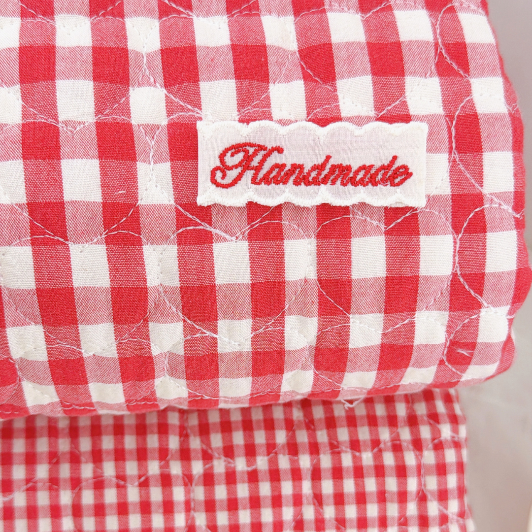 【即納 】red gingham heart quilting / チェック / ギンガム / キルティング［QU048］