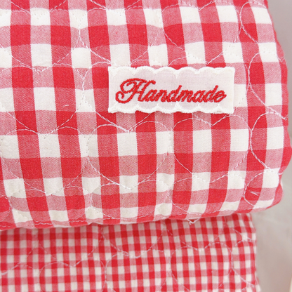 【即納 】red gingham heart quilting / チェック / ギンガム / キルティング［QU048］