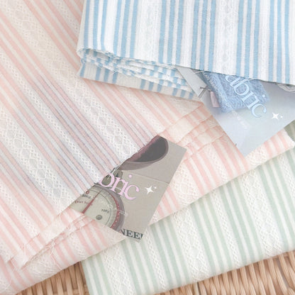 【即納】milky stripe lace / レース / ストライプ / コットン［CO073］