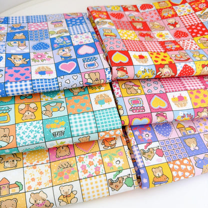 【即納】teddy patchwork twill / くま / パッチワーク / コットン / ツイル［CO072］