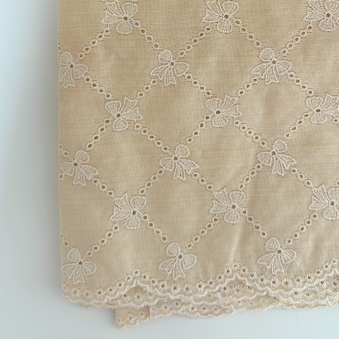 【即納】scallop lattice ribbon embroidery / 刺繍 / コットン / リボン［EM008］