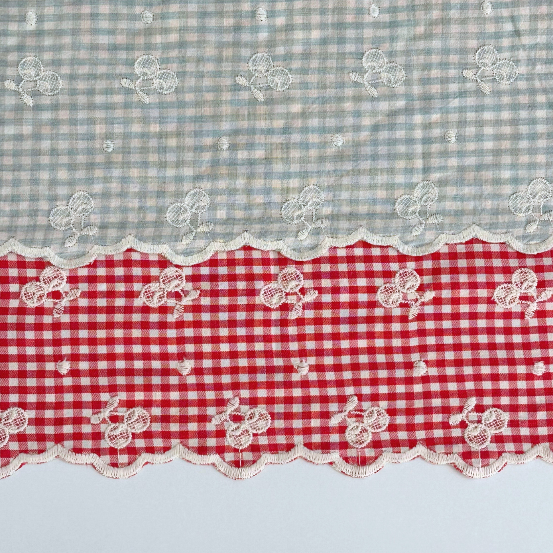 【即納】cherry check  / 刺繍 / コットン / チェック / チェリー［EM001］